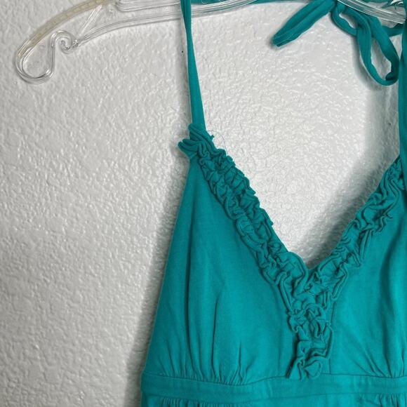 Express Womens Top Size XS Sleeveless Blue Halter V-Neck Casual Blouse - Picture 7 of 11